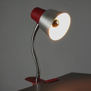 Vintage 1960s Mid-Century Modern Clamp-On Gooseneck Desk Light • Retro Flexible Neck Clamp Lamp.
