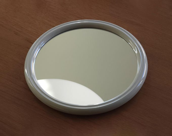 Tiger Plastics Holland Round Wall Mirror, Grey Plastic Frame, Dutch Space Age, 1970s.