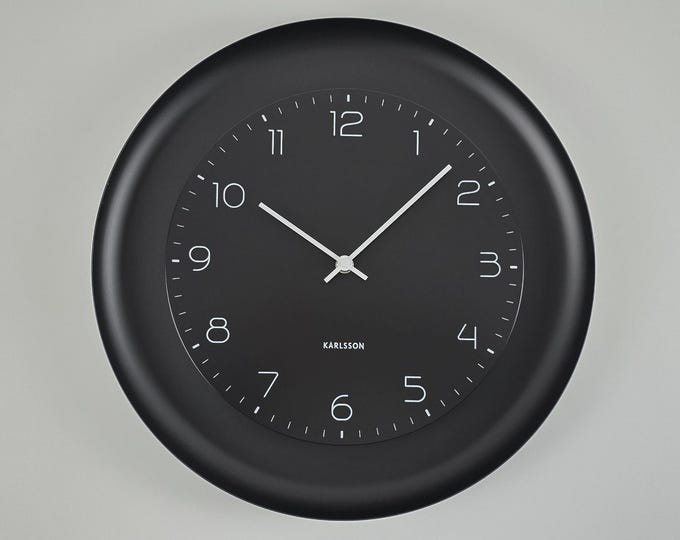New In Box - Contemporary Design - KARLSSON Dual Disc Black Wall Clock - Modern Home Decor - Holland, 2000s.