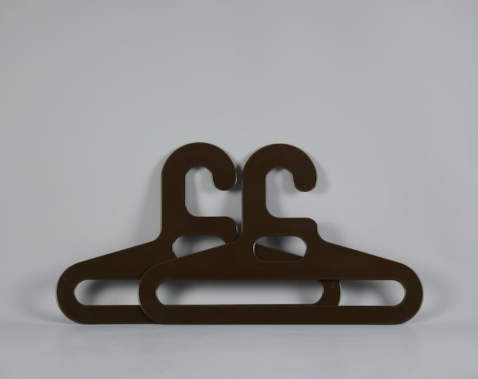 1970s Space Age Design Vintage Pair FLAIR Brown Plastic Hangers.