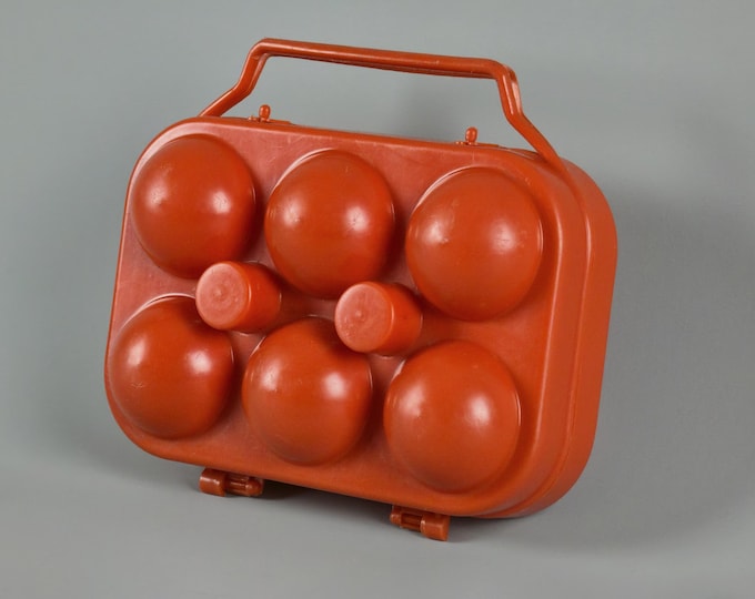 Vintage 1970s Orange Plastic Eggs Holder Box by Seno Holland.