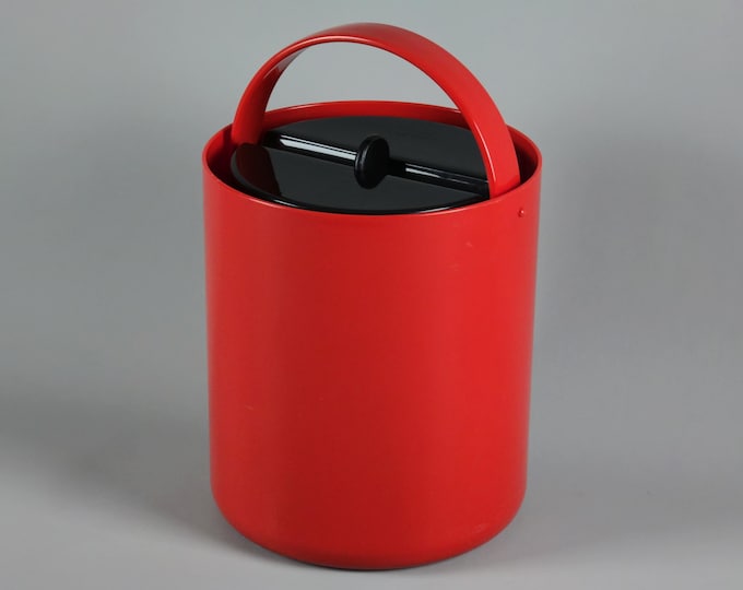 Vintage 1990s Bodum Red Plastic Ice Bucket.
