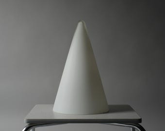 SCE Teepee Large Cone Table Lamp, Frosted Glass, 1980s Postmodern Design, France.