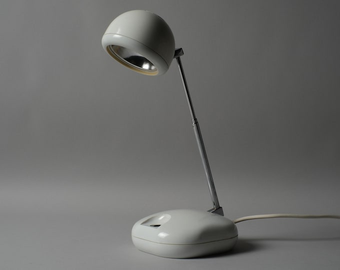Hustadt Leuchten Antenna Halogen Desk Lamp, Type 3184, White, West Germany, 1970s.