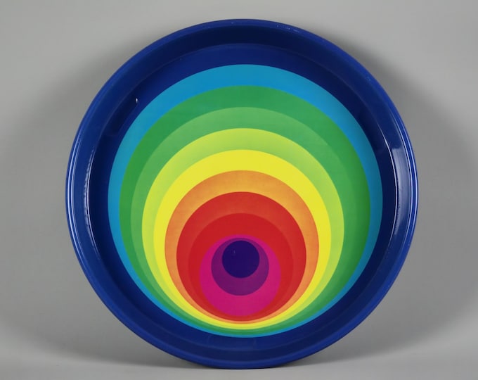 Vintage 1970s Metal Tray With Pop-Art / Space Age Design.