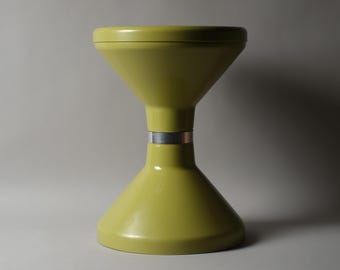 1970s Italian Space Age Hourglass Plastic Stool, Robur Style in Acid Green.
