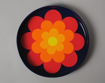 Handiware Liverpool Metal Tray 'Spectra', Flower Power, 1970s Space Age Design, England.