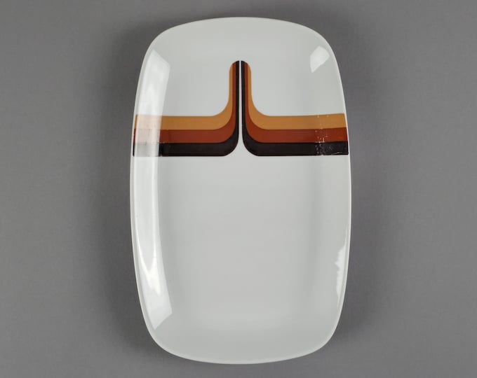 1970s Space Age Design Striped Large Platter By Eschenbach Bavaria.