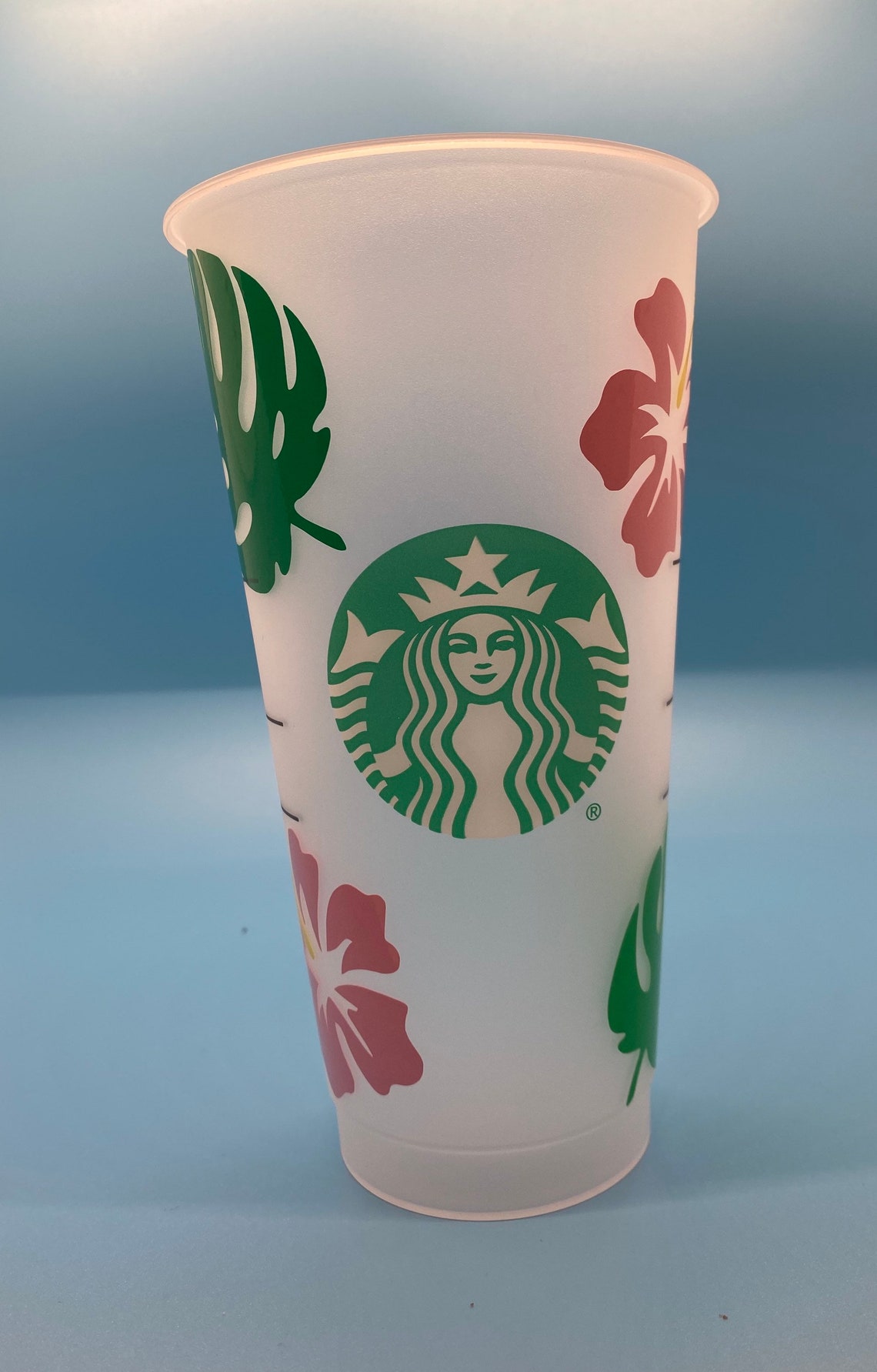 Tropical Starbucks cup palm tree leaves reusable 24 oz cup Etsy