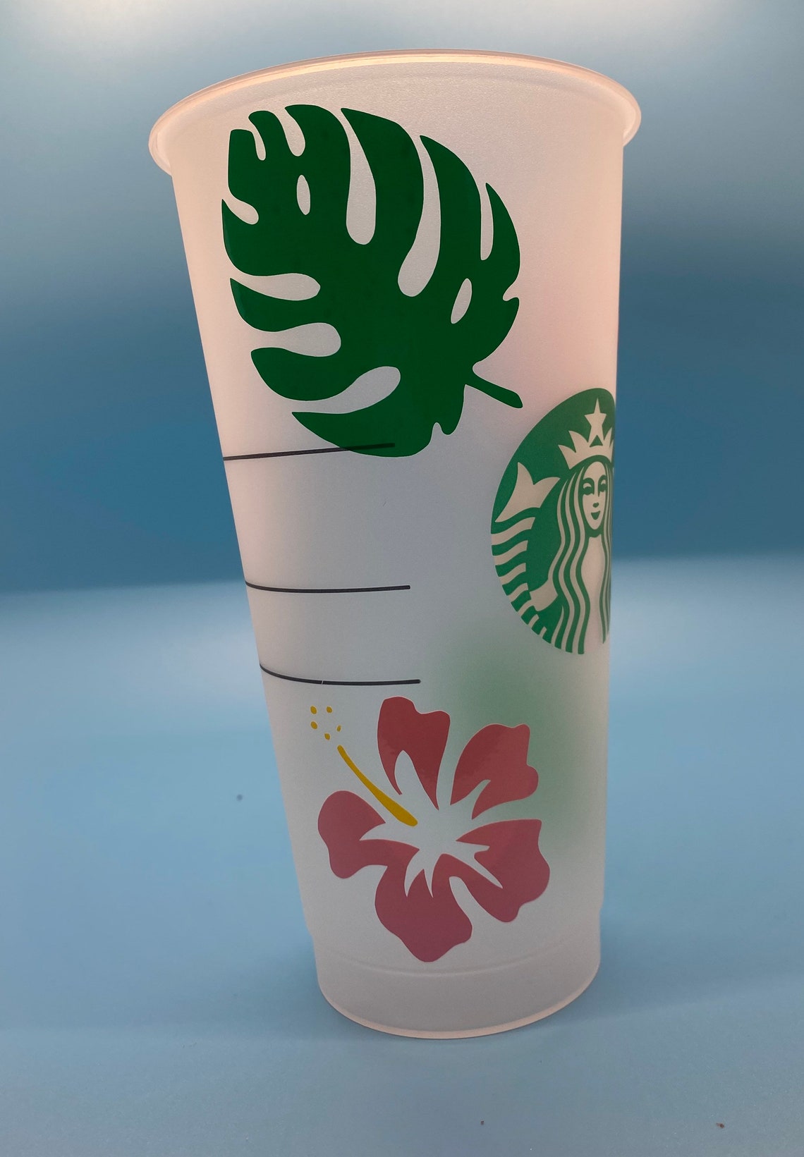 Tropical Starbucks cup palm tree leaves reusable 24 oz cup Etsy