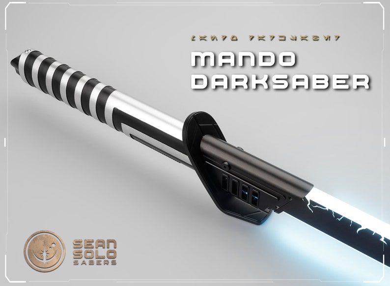 Mando's Darksaber, Neopixel Lightsaber or Baselit Lightsaber with Blade & Hard Case (Baselit or Xenopixel V2) Darksword 