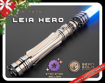 General Leia Neopixel Lightsaber: Blue Blade, Aluminum Hilt, Hard Case | Star Wars Jedi Cosplay Gift