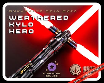 Kylo Neopixel Lightsaber: Weathered Hilt, Smoothswing, Hard Case