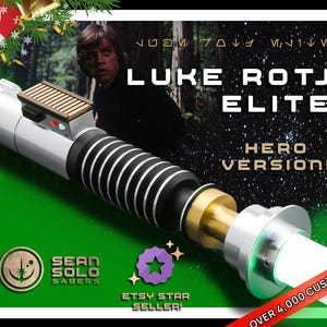 Luke Skywalker Lightsaber Neopixel ELITE with Blade and Case by Sean Solo Sabers, Star Wars, Lightsaber Stand, SeanSoloSabers