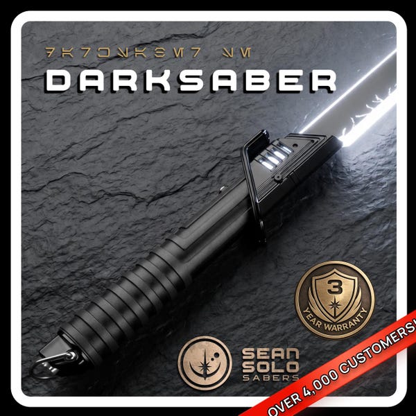 Darksaber Neopixel-lichtzwaard: mandalorian zwart mes, smoothswing, met mes en harde hoes | Star Wars-cadeau