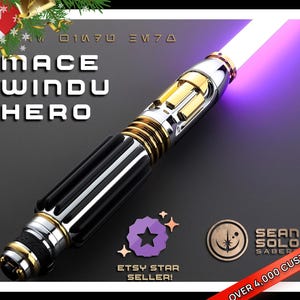 Mace Windu&#39;s Neopixel Lightsaber or Baselit Lightsaber with Blade & Hard Case (Baselit, XenoPixel V3, or Proffieboard 2.2) Star Wars