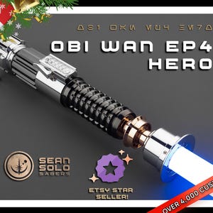 Obi-Wan Kenobi Neopixel Lightsaber: Blue Blade, Baselit/Xeno/Proffie Smoothswing | Star Wars Jedi Gift