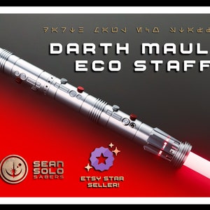 Darth Maul Neopixel Lightsaber Staff, Baselit, Neo Xeno V3 Lightsaber with 2 Blades & 2 Hilts, Proffie Soundboard Scifi Cosplay Prop Saber