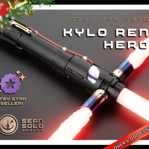 Kylo Ren&#39;s Neopixel Lightsaber with Blades & Hard Case (22 Fonts, XenoPixel V2 OR Proffieboard 2.2) Star Wars