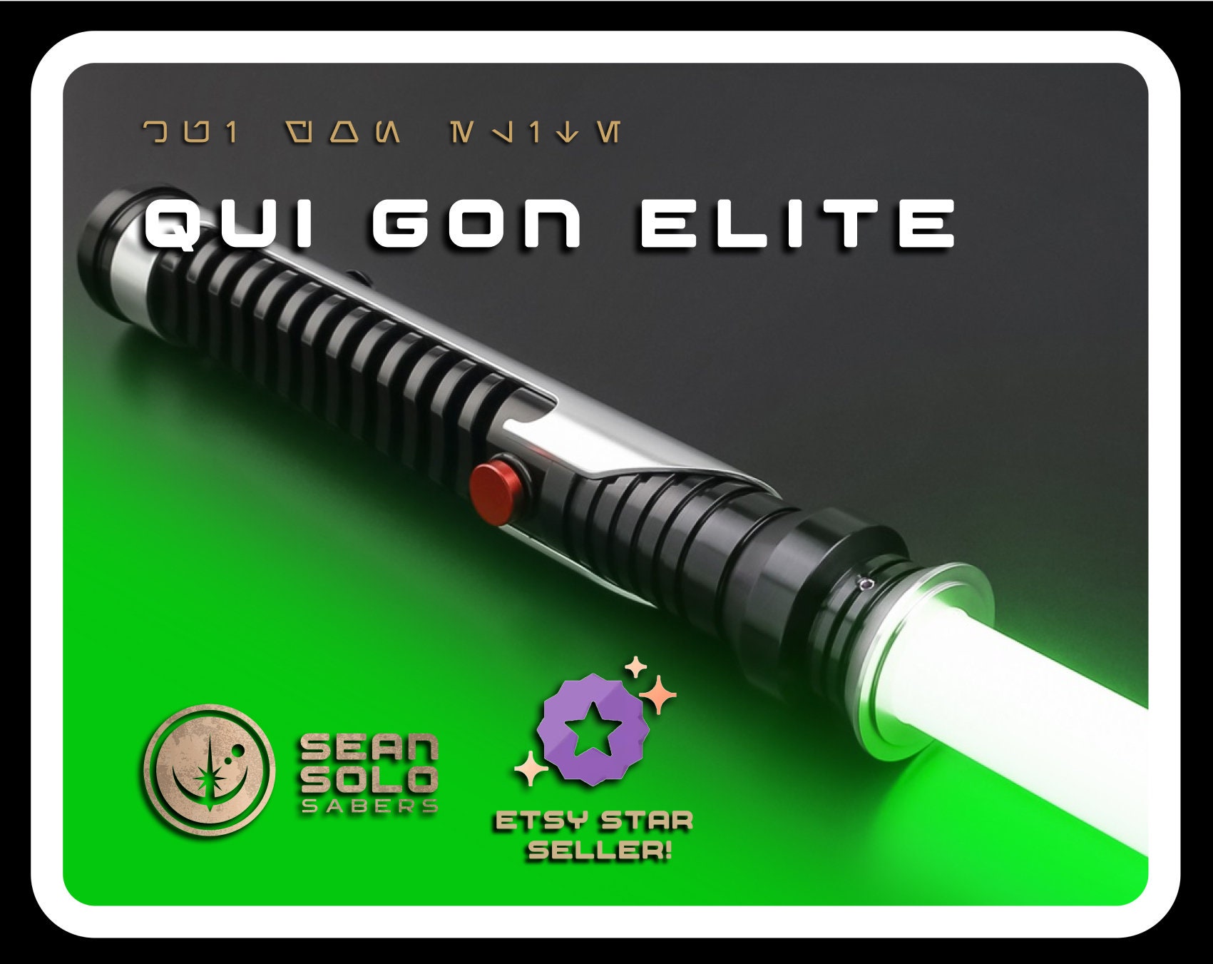 Galaxy's Edge Star Wars Qui-Gon Jinn Legacy Lightsaber Hilt Bundle with  Custom Engraved Stand