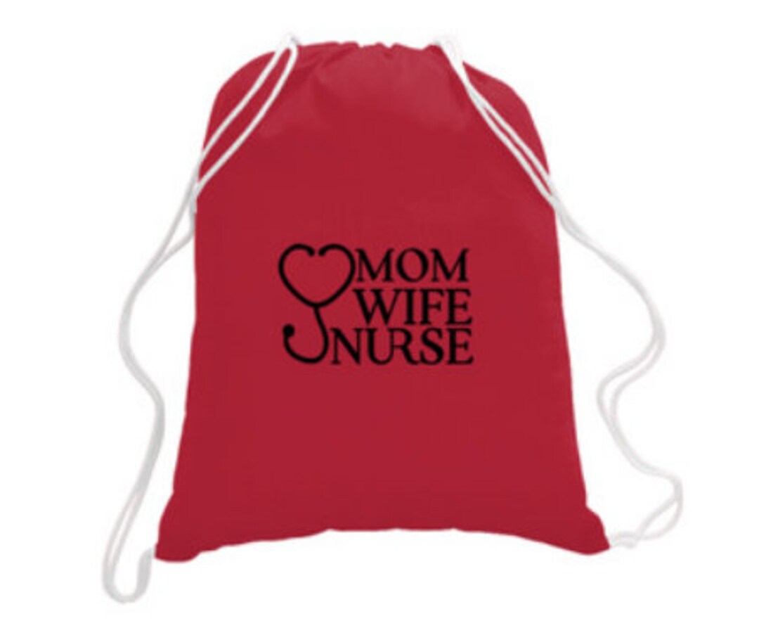 Embroidered Mom Wife Nurse Drawstring Bag 