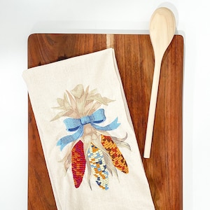 Autumn corn husk tea towel