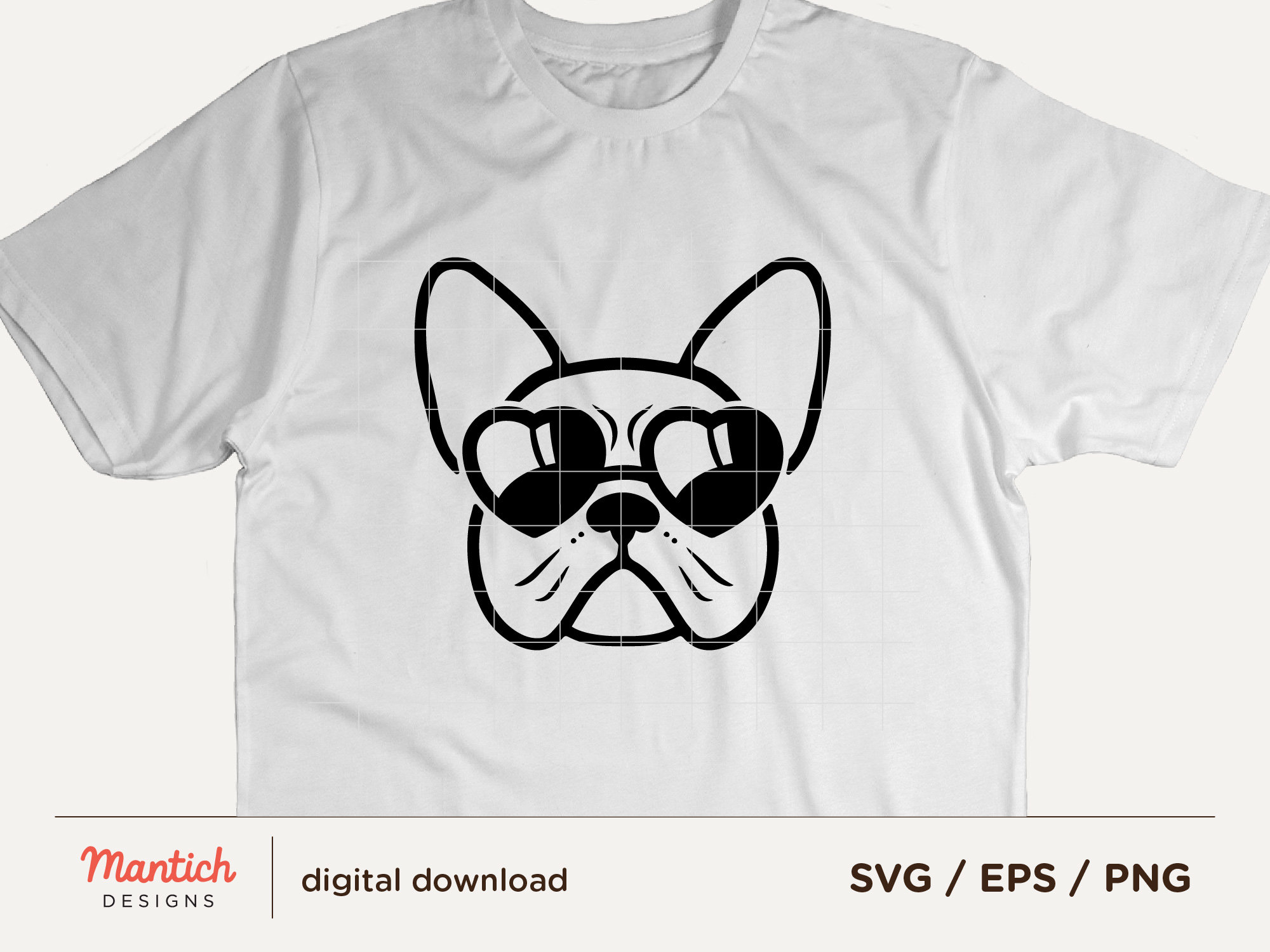 Bulldog With Heart Sunglasses Svg, Sunglasses Bulldog Svg, Funny