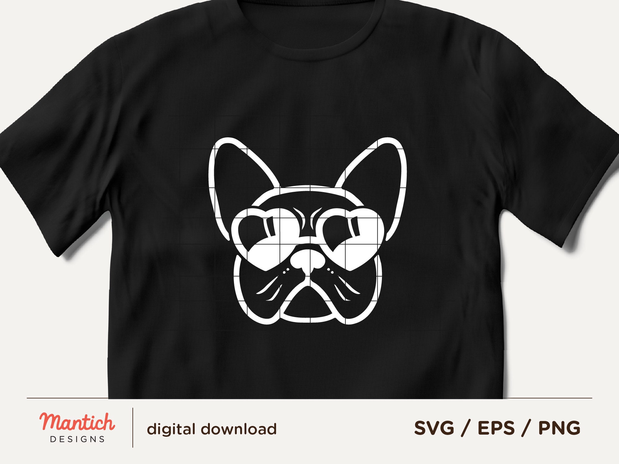 Bulldog With Heart Sunglasses Svg, Sunglasses Bulldog Svg, Funny