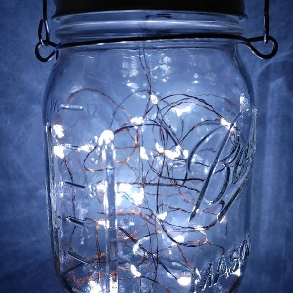 Solar Jar Lights, 30 Led String Fairy Star Firefly Jar Lids Lights with Hangers and with/without Jars