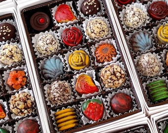 Vegan Chocolate Truffles Assortment, Gift Box of 15 pieces handmade chocolates II Vegan, Gluten Free, Dairy Free, Free from animal products