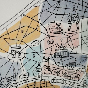 Illustrated Map of Paris Print (color)* - Etsy