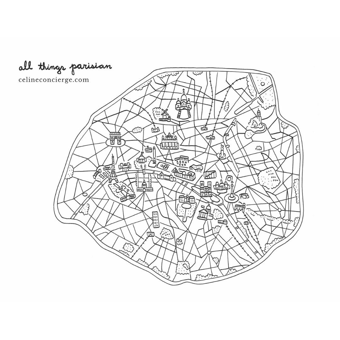 Illustrated Map of Paris Print (black &amp; White)* - Etsy