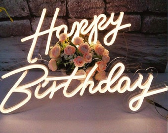 Happy Birthday Leuchtreklame, Happy Birthday Leuchtreklame für Hintergrund, Geburtstags-Leuchtreklame, Benutzerdefinierte Leuchtreklame, Leuchtreklame für Veranstaltungen