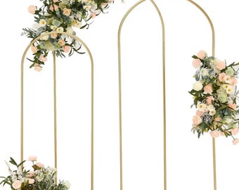 2 m Gold Chiara Backdrop Stand, Metallhochzeitsbogen, Ballonbogen, runder oberer Blumenrahmen für Hochzeit, Zeremonie, Event-Dekor, gewölbte Kulisse
