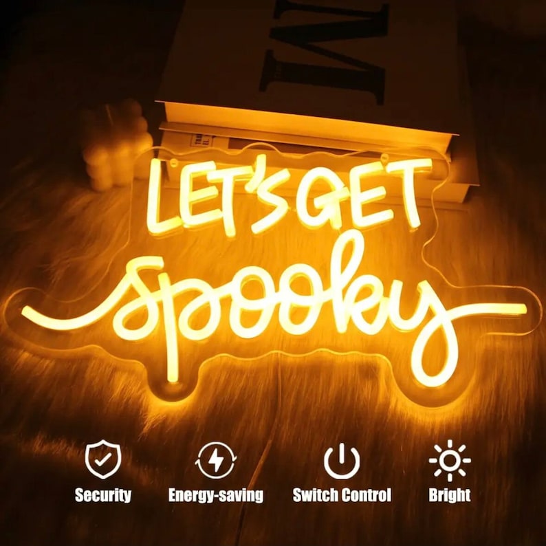 Halloween Neon Sign, Let’s Get Spooky Neon Sign, Halloween Party Neon ...