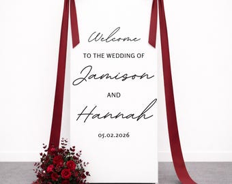 Benutzerdefinierte Stoff Hochzeit Willkommen Schild Abdeckung Personalisierte Farbe Brautdusche Stoff Willkommen Schild Abdeckung und Ständer, Minimalist Outdoor Decor