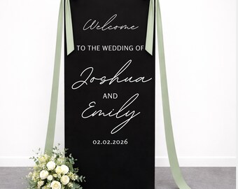 Benutzerdefinierte Stoff Hochzeit Willkommen Schild Abdeckung Personalisierte Farbe Brautdusche Stoff Willkommen Schild Abdeckung und Ständer, Minimalist Outdoor Decor
