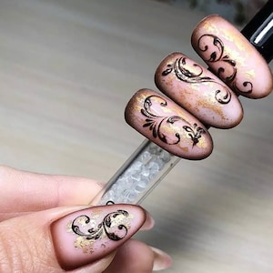 1 Sheet 3D Nail Stickers, 3D Acrylic Engraved Black Nail Stickers, Nail Stickers Art, Nail Art Stickers