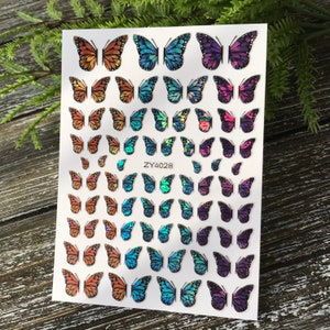 1 Sheet 3D Butterfly Nail Stickers, 3D Holographic Butterfly Nail Stickers, Butterfly Nail Stickers, Self Adhesive Stickers