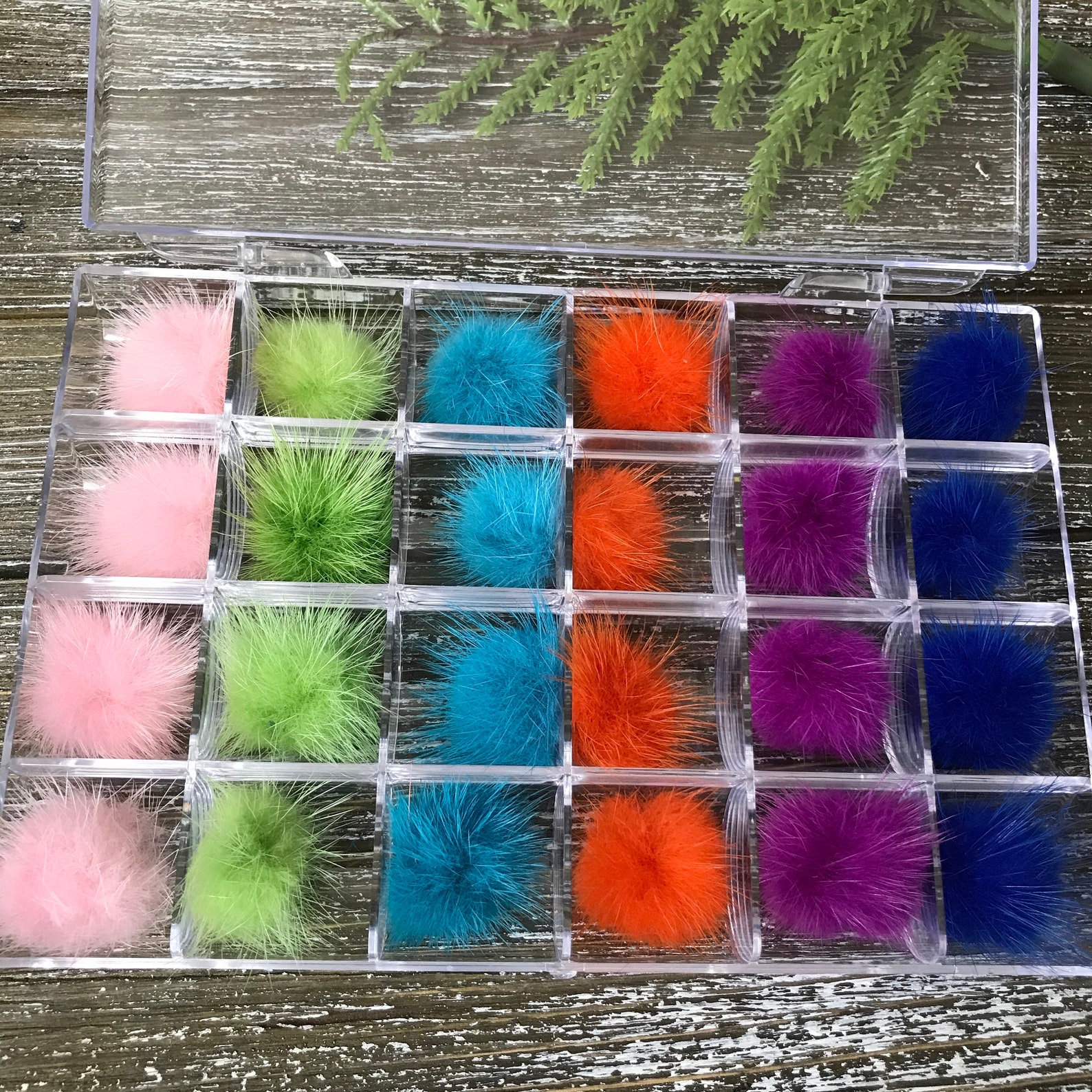 24 PC Nail Pom Poms Box Colorfull Nail Pom Poms Etsy