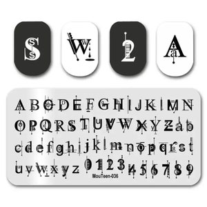Twilight Alphabet Nail Stamping Plate, Alphabet Nail Stamping Plate, Nail Art Stamping Plate, Letters Stamping Plate