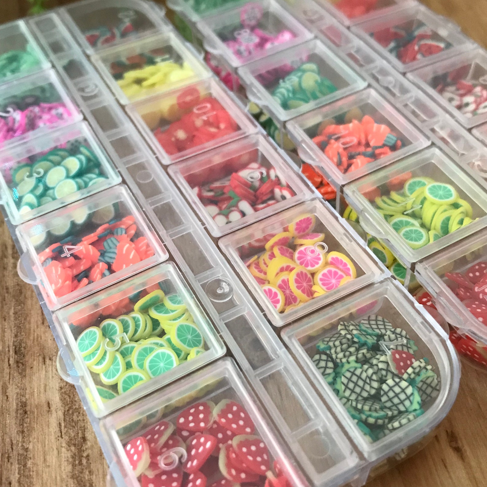 Fruit Slices Polymer Clay Nail Art Fruit Nail Art 12 Grid Etsy