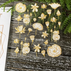 1 Sheet 3D Floral Nail Stickers, Floral Nail Stickers, Gold Nail Stickers, Self Adhesive Floral Stickers, Nail Art Stickers