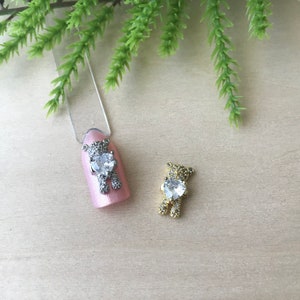 1 Pcs 3D Metal Bear Charm For Nail Art With Rhinestones, Bear Nail Art Charms,  Fancy Nail Charms with Rhinestones