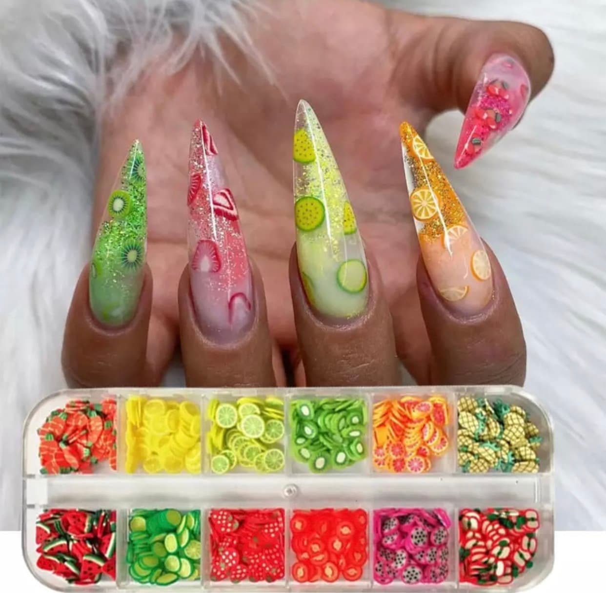 3D Fruit Nail Art Slices, Summer Fruit Slime Nail Supplies Nail Art  Decorations Fruit Flakes Nail Accessories Nail Art Slice Cute Designs Decor  Women Girls Manicure Supplies DIY Crafts Nail Art Fimo