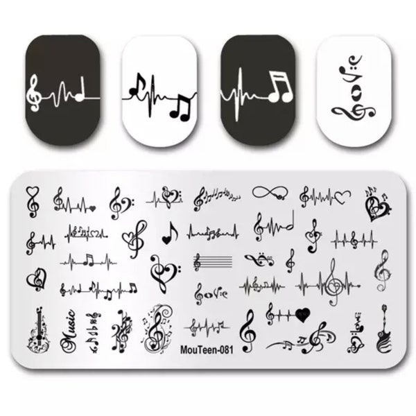 1 Musical Notes Nail Stamping Plate, Notes Nail Art, Musical Notes Nail Art, Nail Stamping Plate, Nail Art, Stainless Steel Stamping Plate