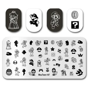 1 Mario Nail Stamping Plate, Super Mario Stamping Plate, Nail Art, Nail Stamping Mario Plate, Stainless Steel #147