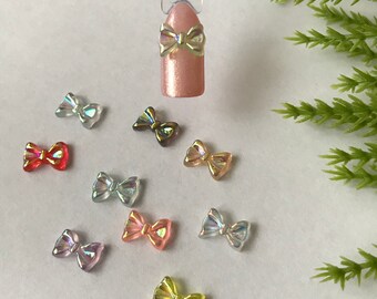 10 Pcs Small Nail Resin Bow 3D Art, 3/8&quot; Long Nails Bows, Nail Art Decorations, Nail Bows, 3D Nail Bow