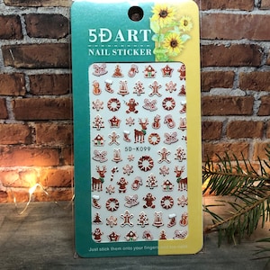 1 Sheet 5D Christmas Nail Stickers, 5D Acrylic Engraved Ginger Bread House Nail Stickers, Christmas Nail Stickers, Nail Art, Peel & Stick