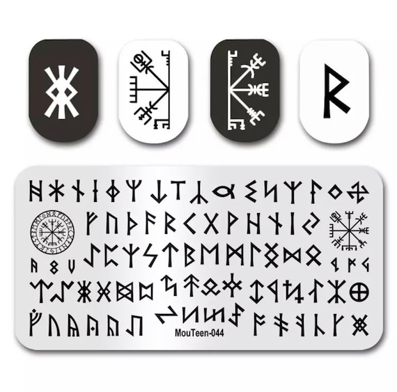 Rune Alphabet Nail Plate, Rune Symbols Nail Art, Rune Alphabet Nail, Rune Nail Plate, Rune Nail Stamping Plate